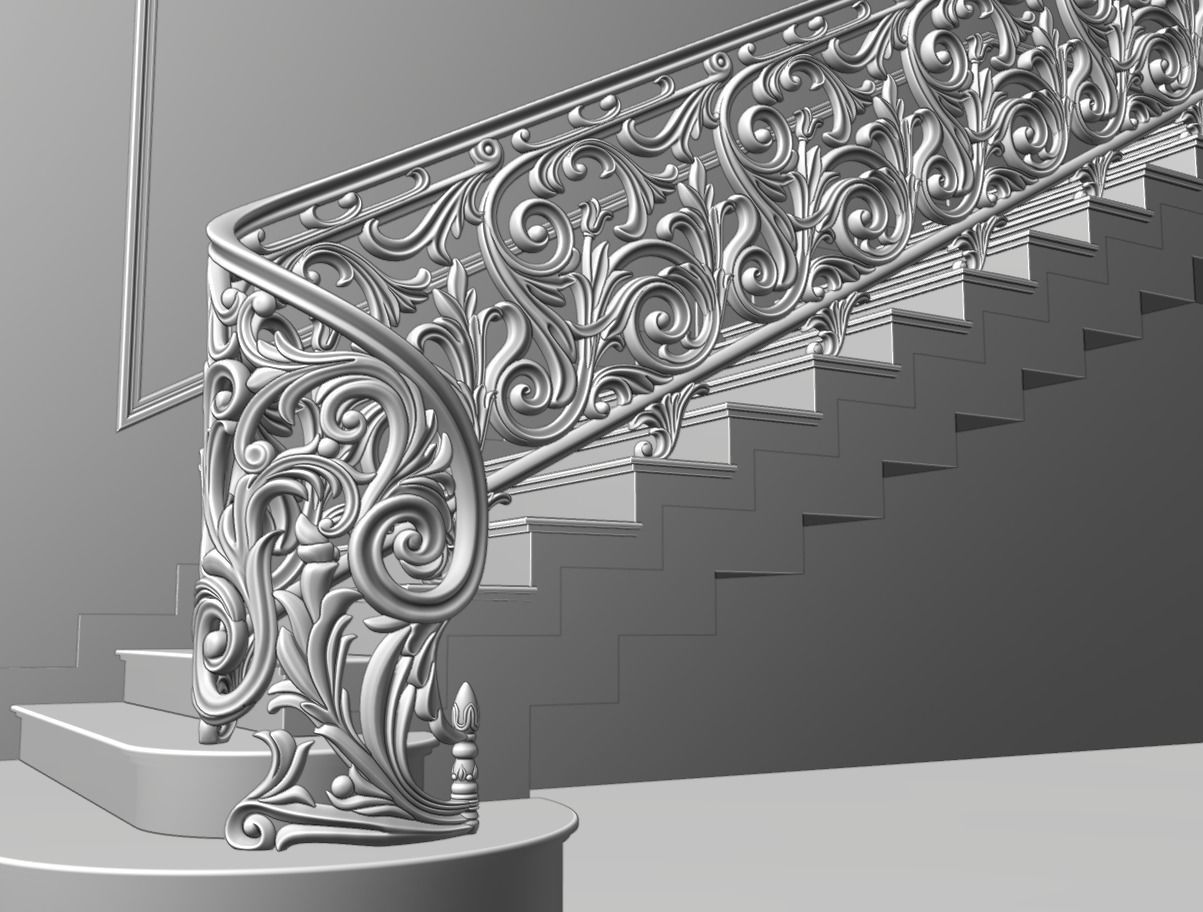 Staircase railings Low-poly 3D model_7