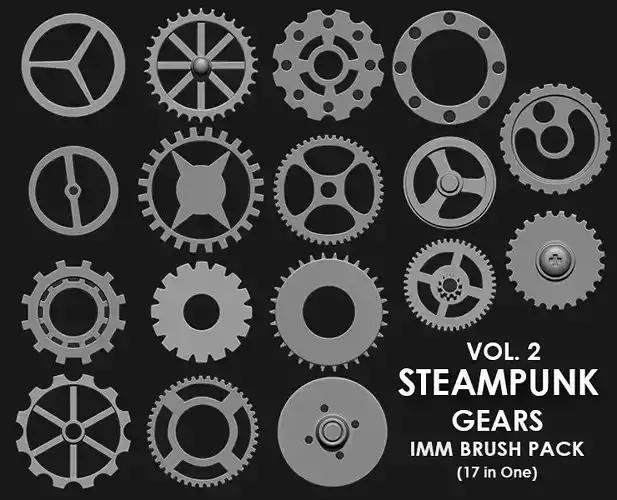 Steampunk Gears IMM Brush Pack 21 in One Vol 2 3D model