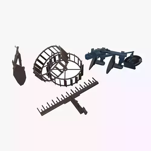 Low-poly local thailand tractor parts model Low-poly 3D model