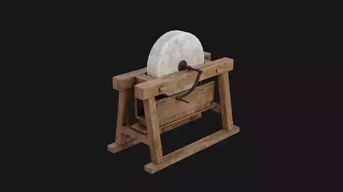 Grindstone 3D Model wooden grinding wheel Low-poly 3D model