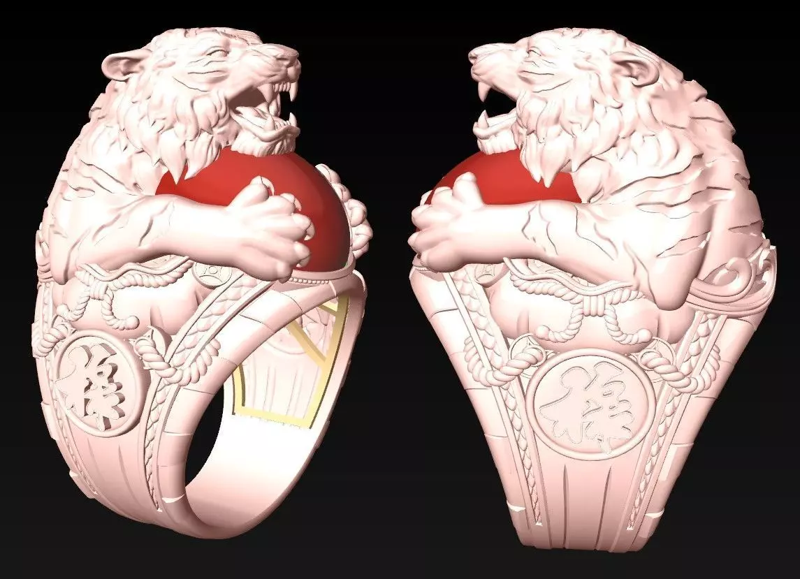 Tiger Rings - Mens rings - N252 3D print model