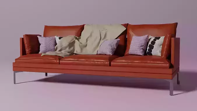 Red Leather Couch 