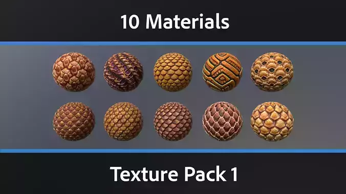 10 Materials Skin Alien Seamless PBR Pack 1 Texture