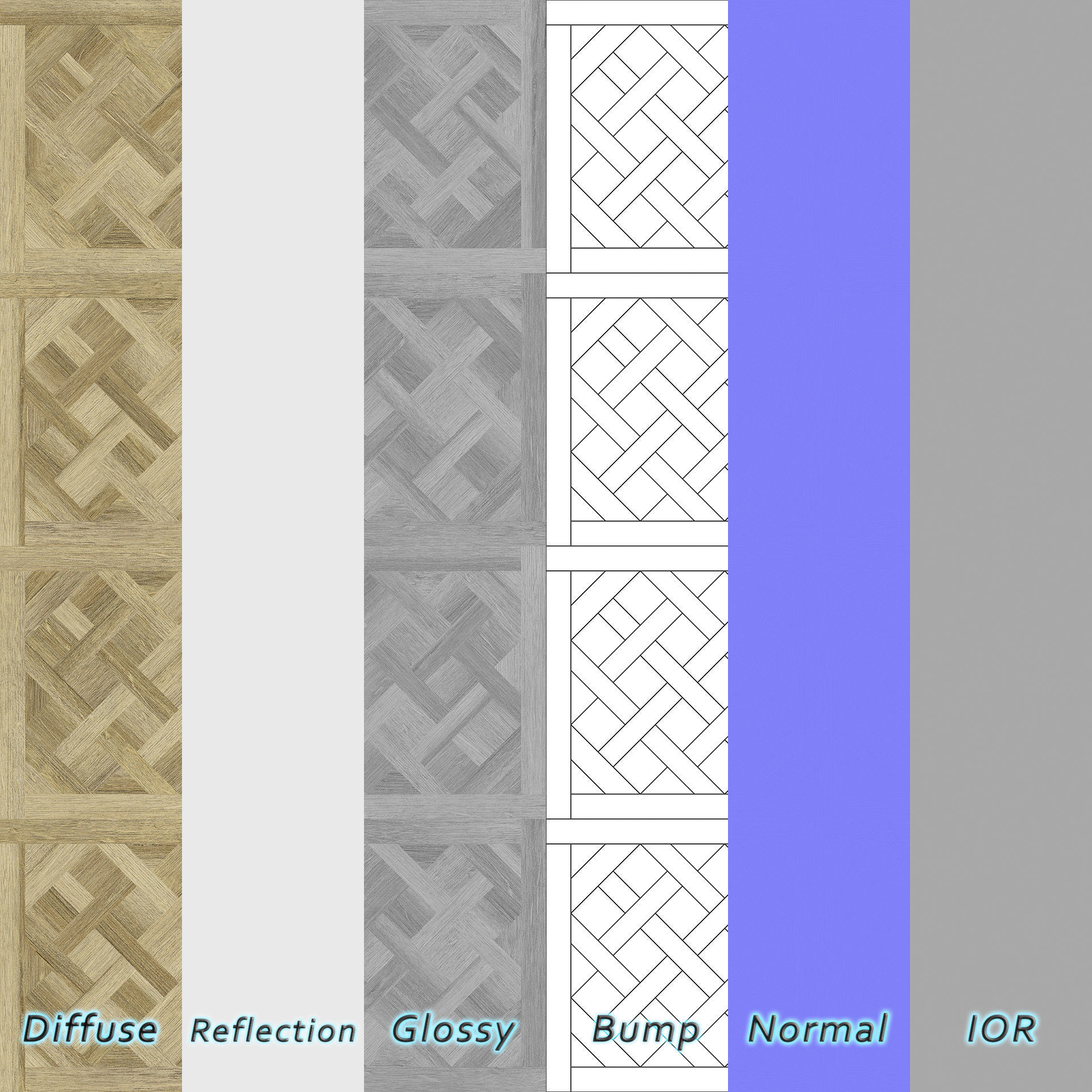 Parquet - Laminate - Wooden floor 4 in 1 3D model_7