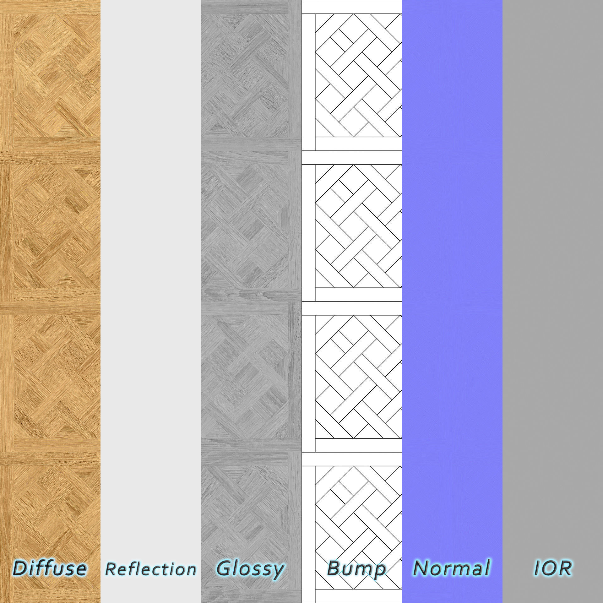 Parquet - Laminate - Wooden floor 4 in 1 3D model_8