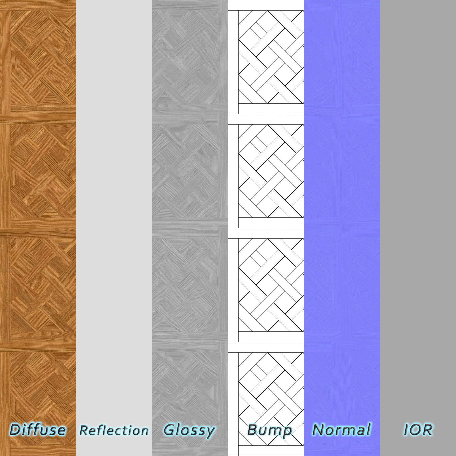 Parquet - Laminate - Wooden floor 4 in 1 3D model_5