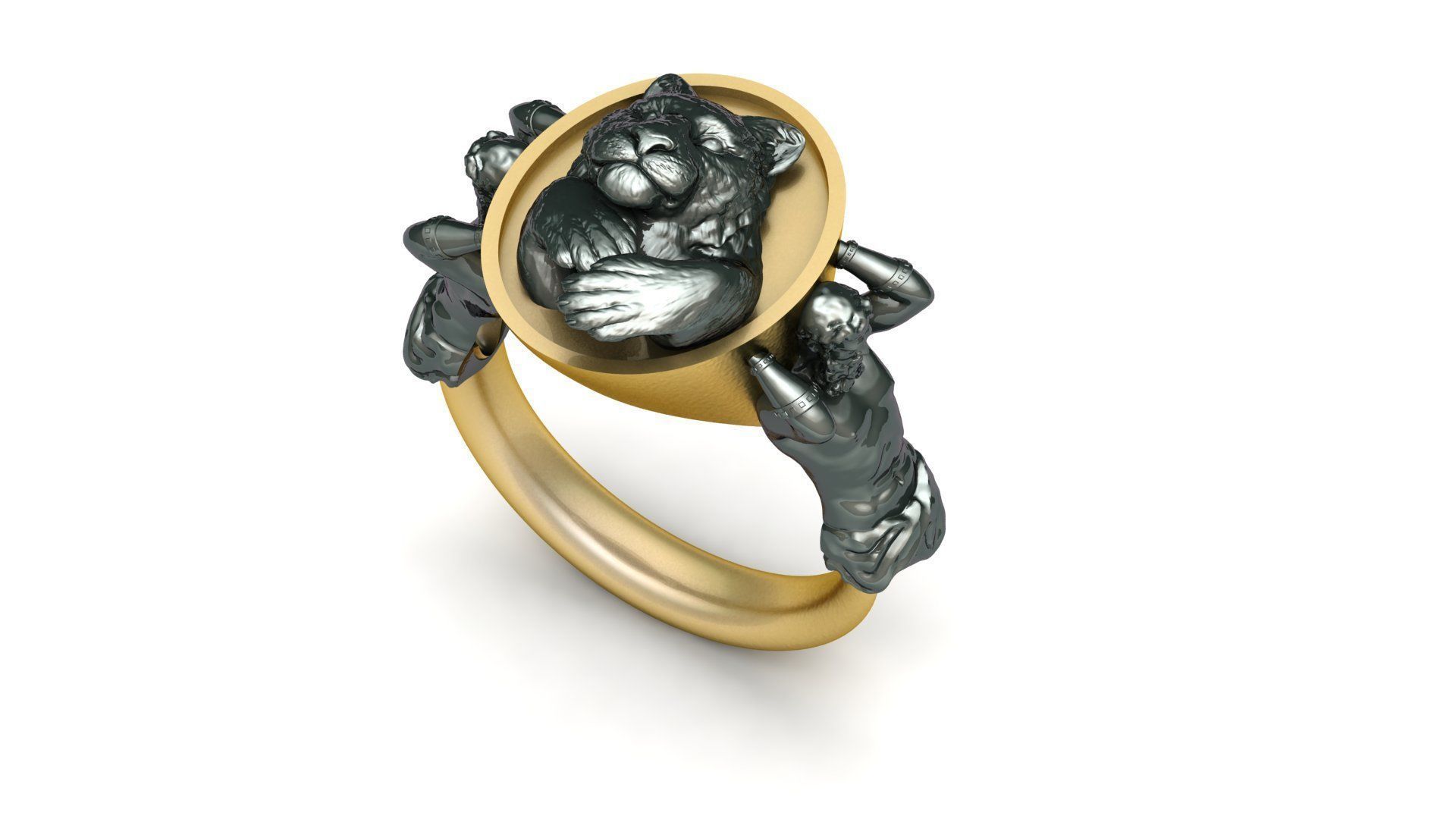 Lion Ring Man Jewelry 3D print model_5
