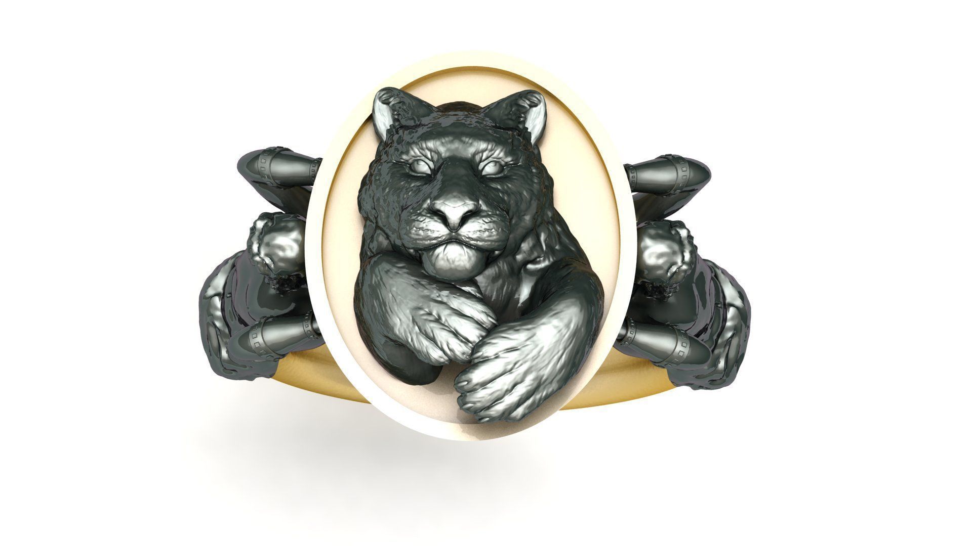 Lion Ring Man Jewelry 3D print model_2