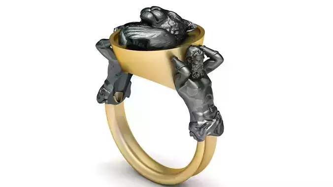 Lion Ring Man Jewelry 3D print model