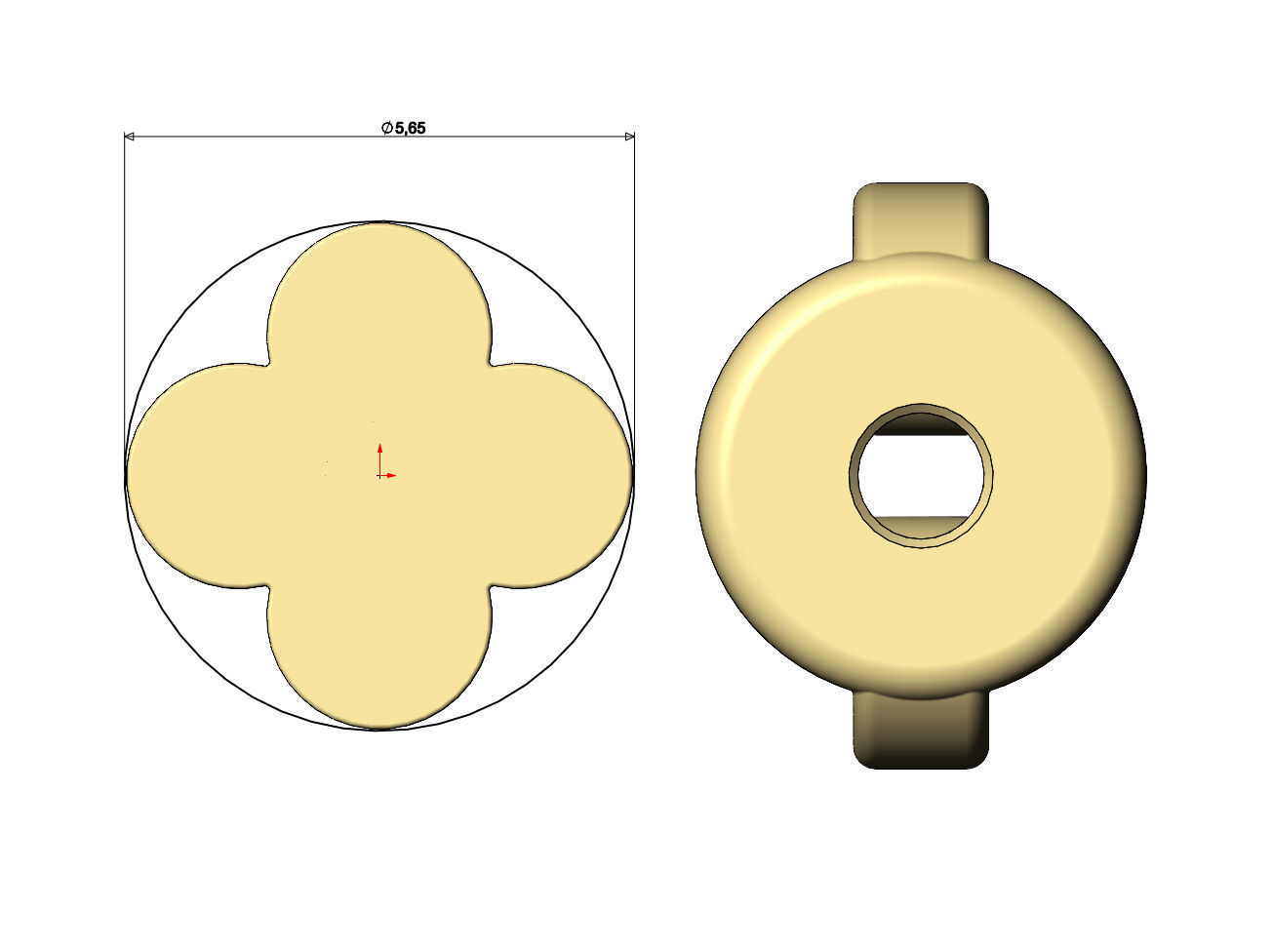 Small clover stud earring 3D print model_5