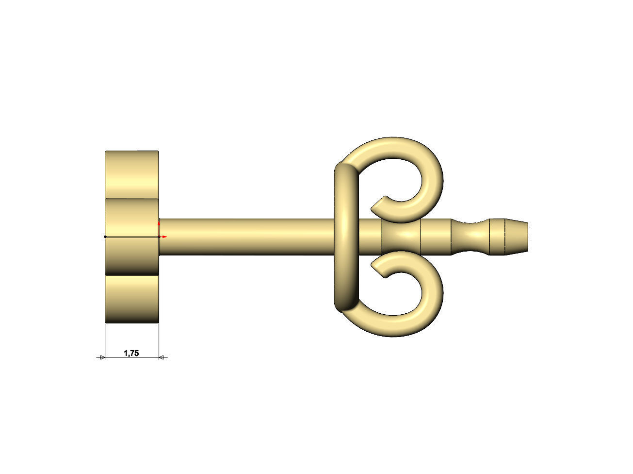 Small clover stud earring 3D print model_6