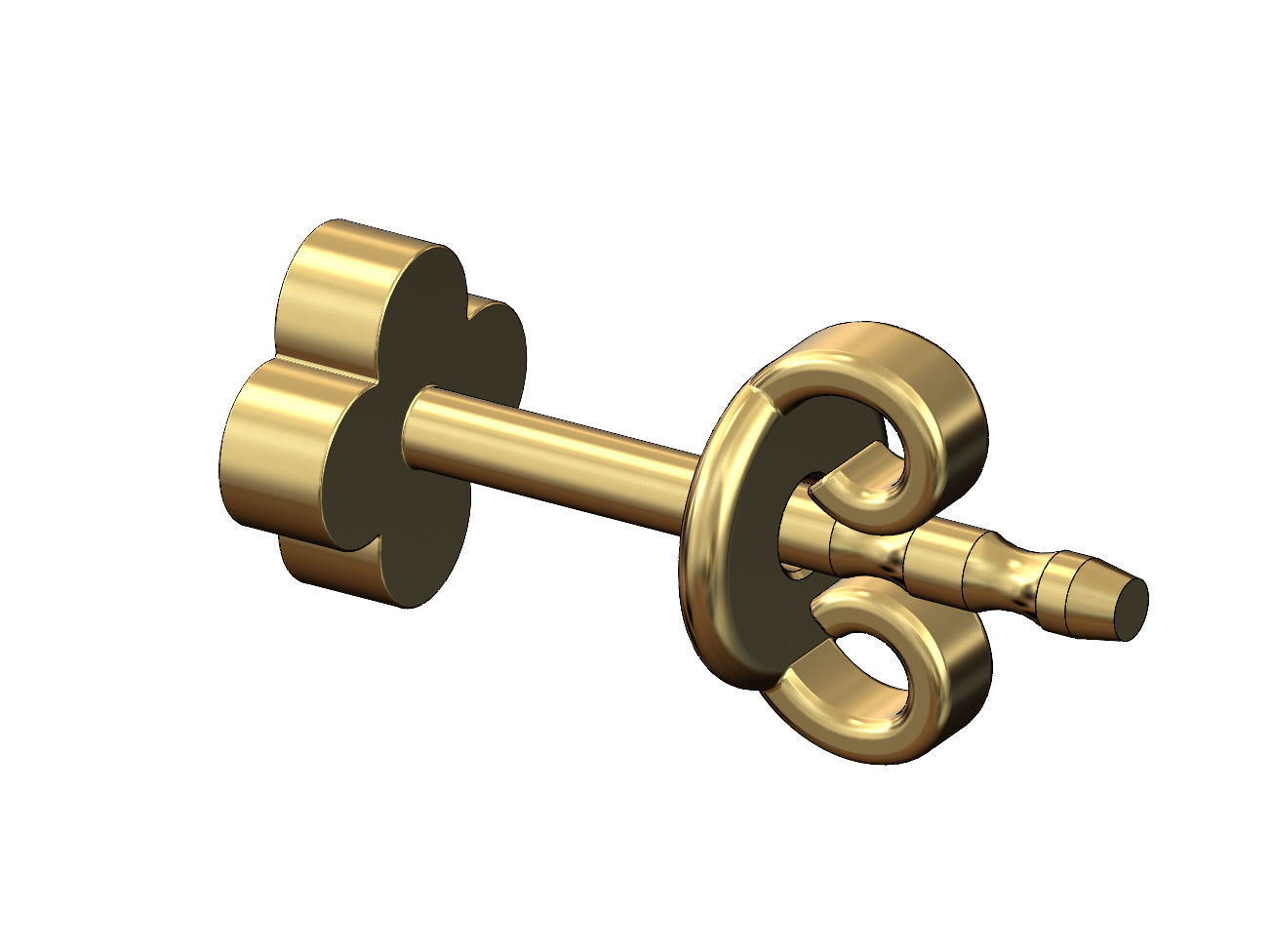 Small clover stud earring 3D print model_3