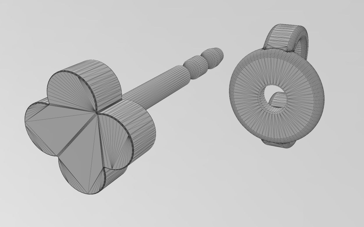 Small clover stud earring 3D print model_14