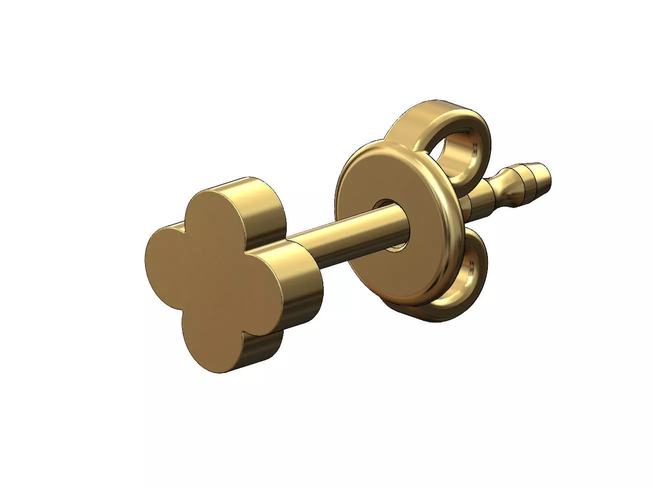 Small clover stud earring 3D print model_0