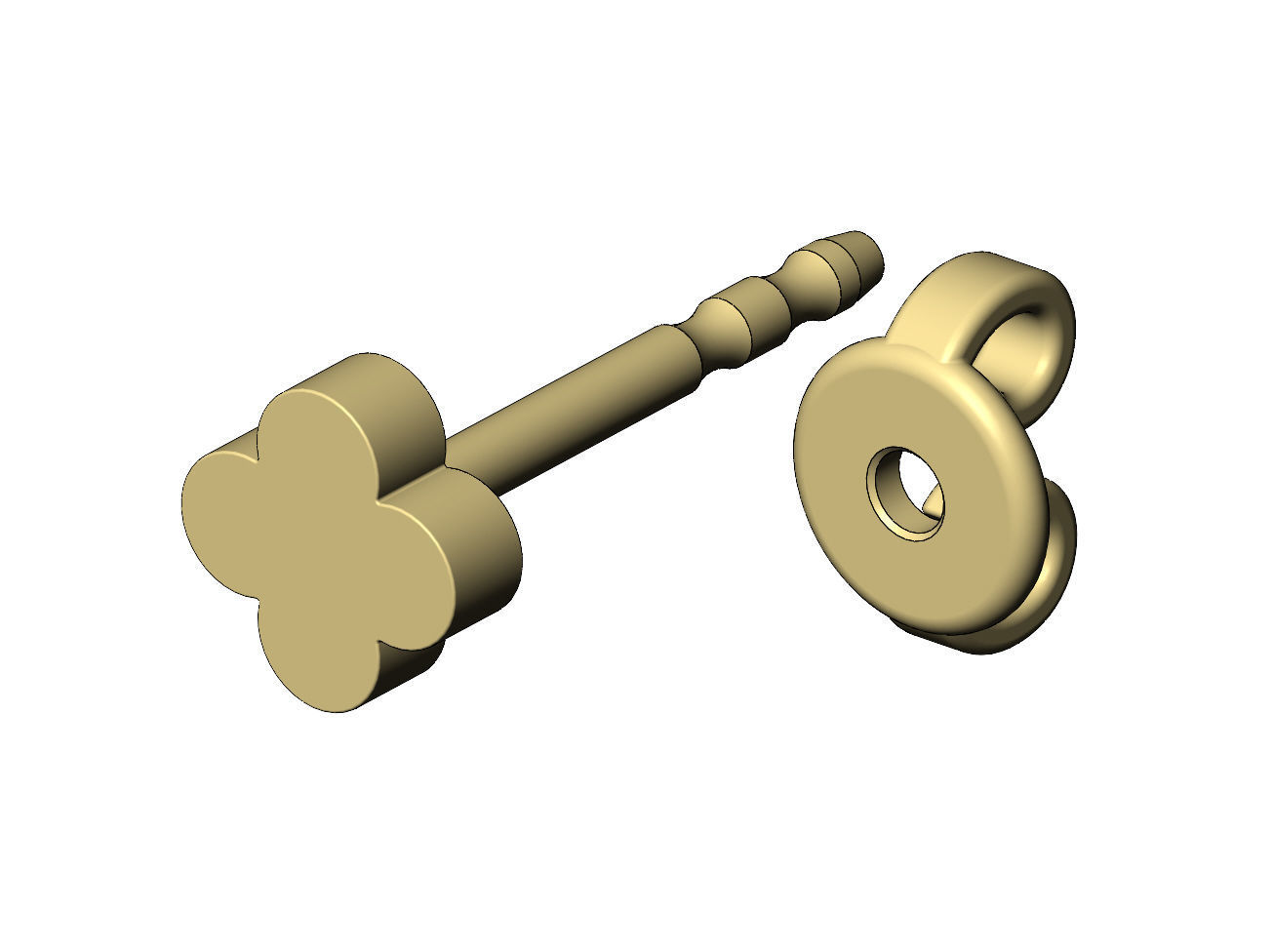 Small clover stud earring 3D print model_4