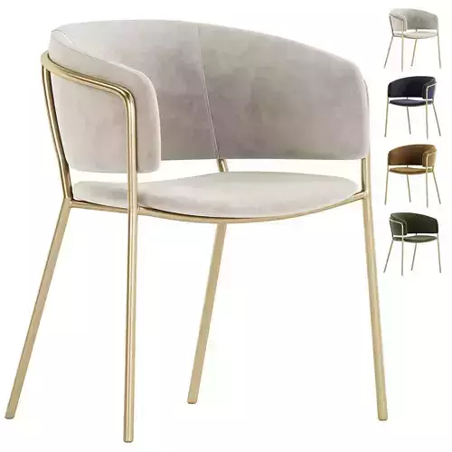 Chair La Forma Konnie beige chenille golden legs 3D model