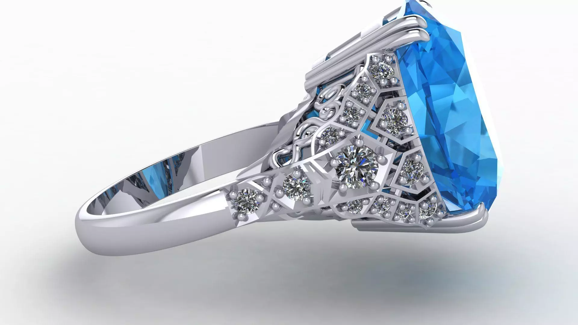 Aquamarine ring 127 3D print model