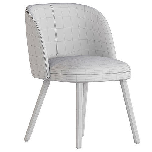 Midcentury Modern Barrel Backed Dining 3D model 5