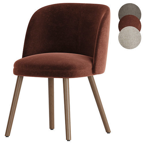 Midcentury Modern Barrel Backed Dining 3D model 2