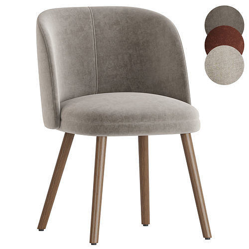 Midcentury Modern Barrel Backed Dining 3D model 7
