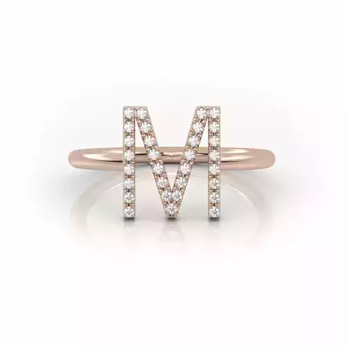 Initial M ring size 54 with professional renderings 3D print model