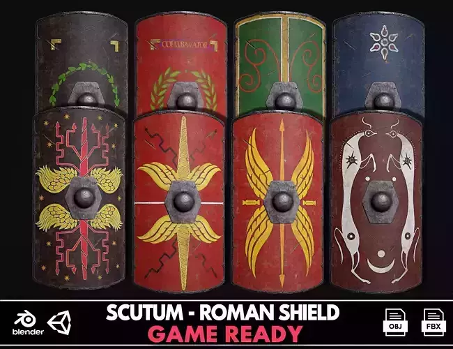 Roman Shield - Scutum B Low-poly 3D model
