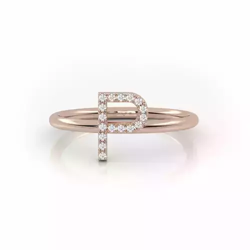 Initial P ring size 54 with professional renderings 3D print model