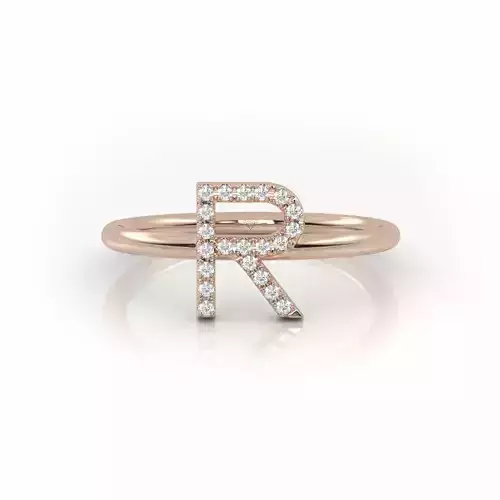 Initial R ring size 54 with professional renderings 3D print model