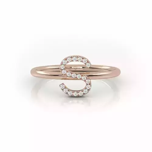 Initial S ring size 54 with professional renderings 3D print model