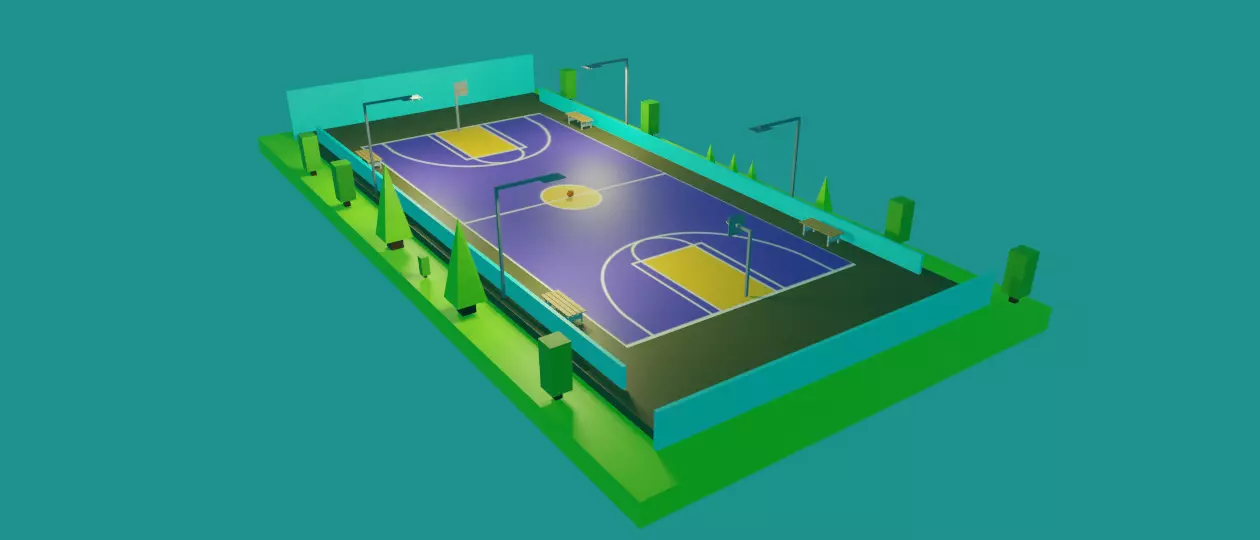BasketBall Court Low-poly 3D model