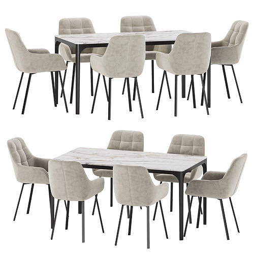 Dining set 25 3D model 2