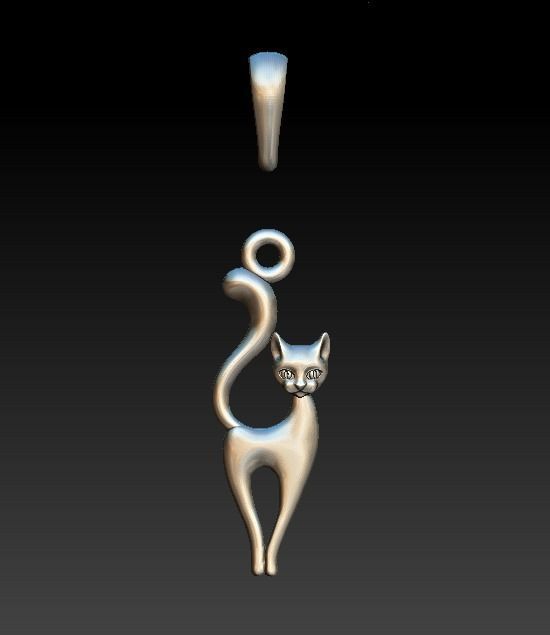 Pendant cat kitty women necklace 3D print model_6