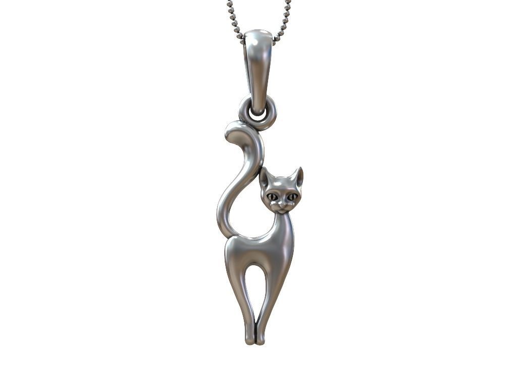 Pendant cat kitty women necklace 3D print model_1