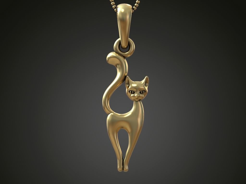 Pendant cat kitty women necklace 3D print model_4