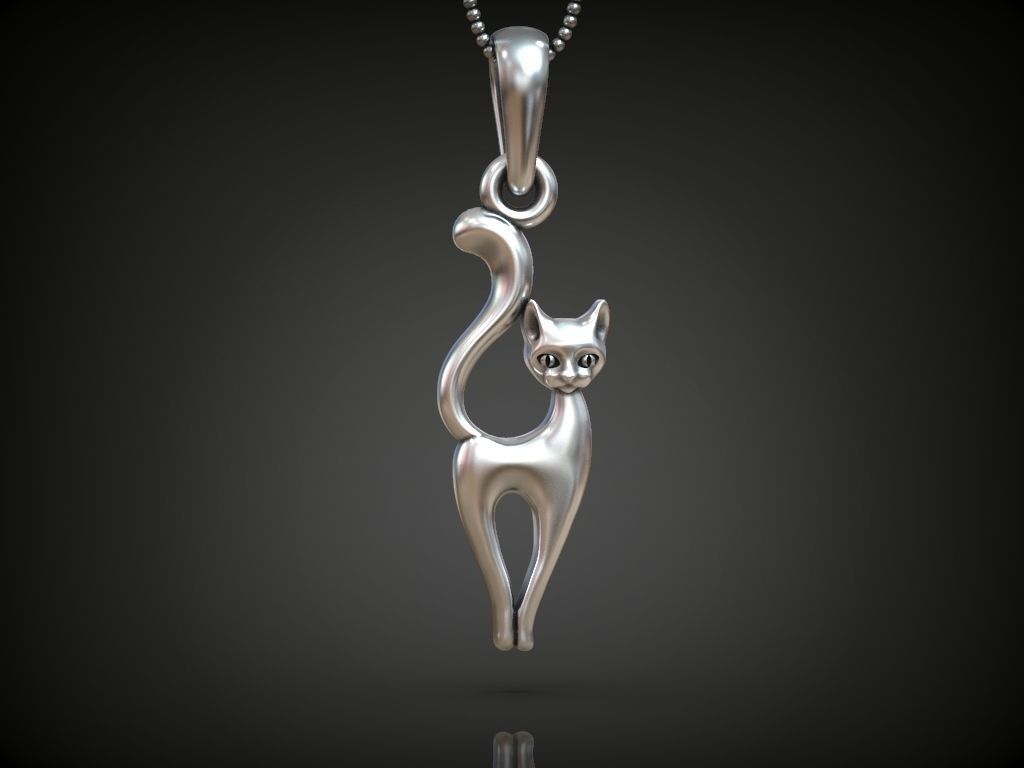 Pendant cat kitty women necklace 3D print model_3