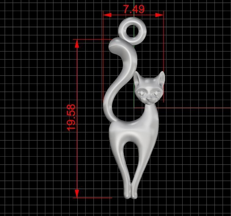 Pendant cat kitty women necklace 3D print model_8
