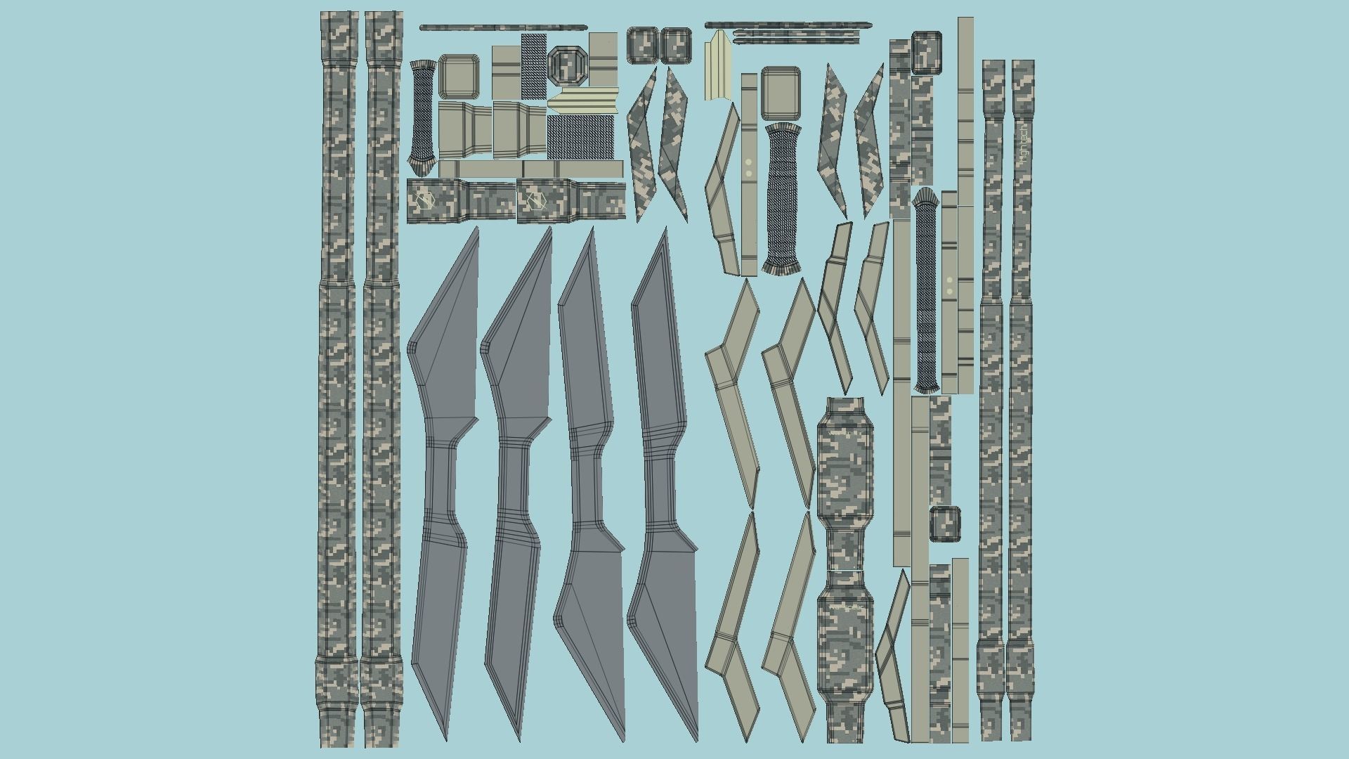 SciFi War Spear A10 Digital Camo - Character Design Fashion Low-poly 3D model_5