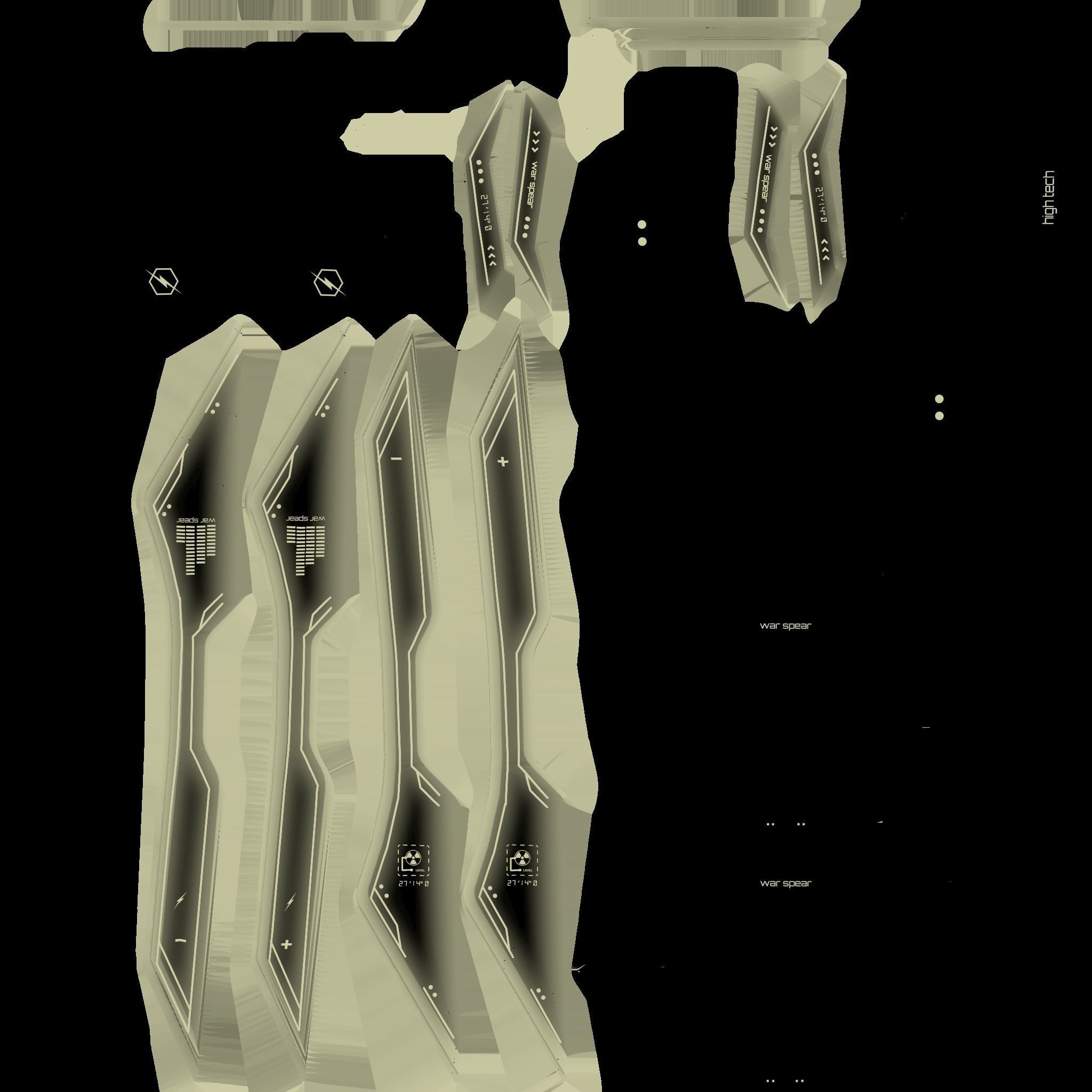 SciFi War Spear A10 Digital Camo - Character Design Fashion Low-poly 3D model_20