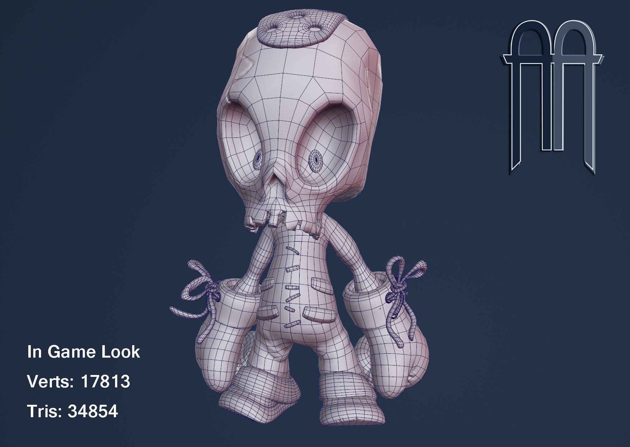 Skull Kid Character Low-poly 3D model_6