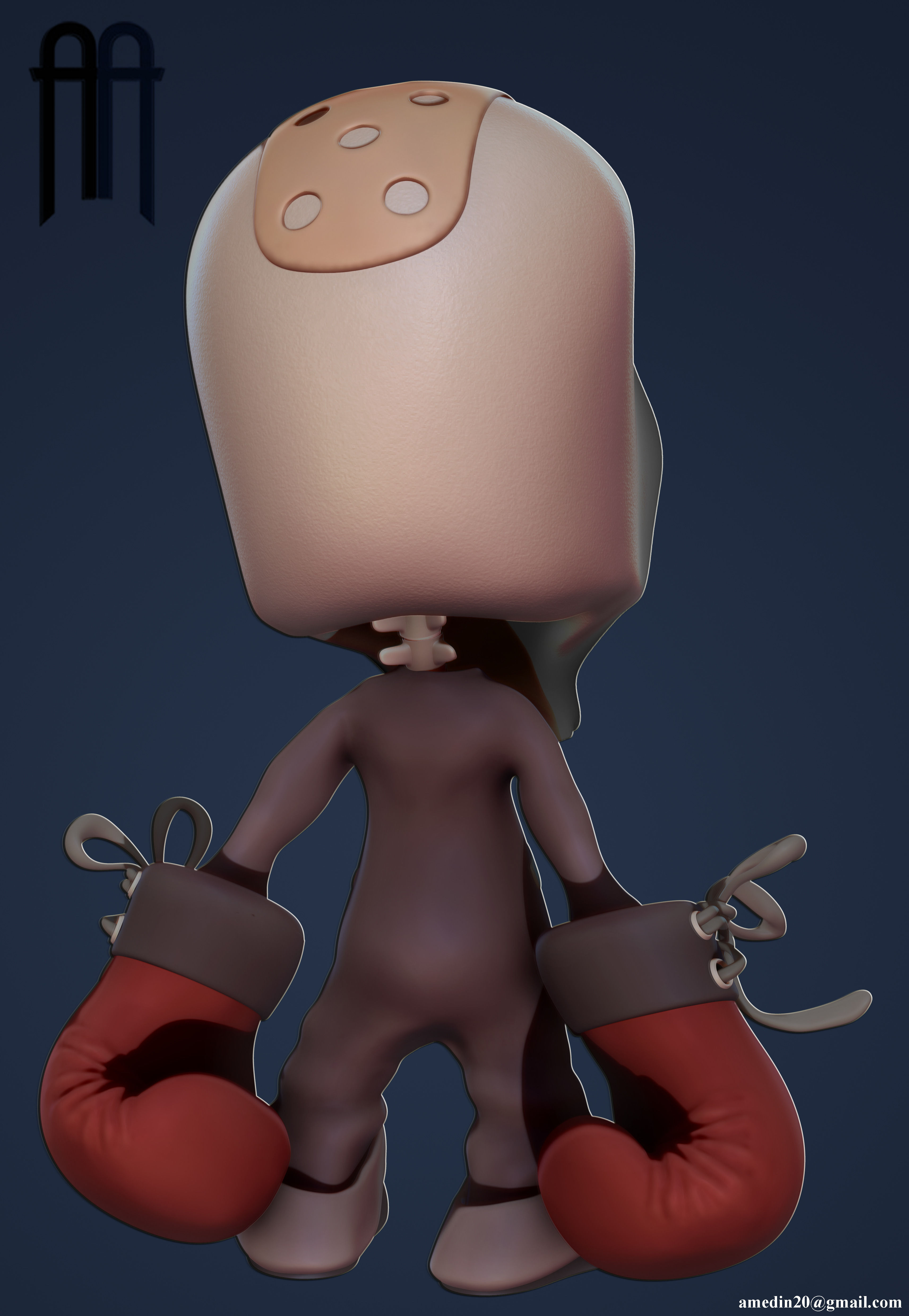 Skull Kid Character Low-poly 3D model_1