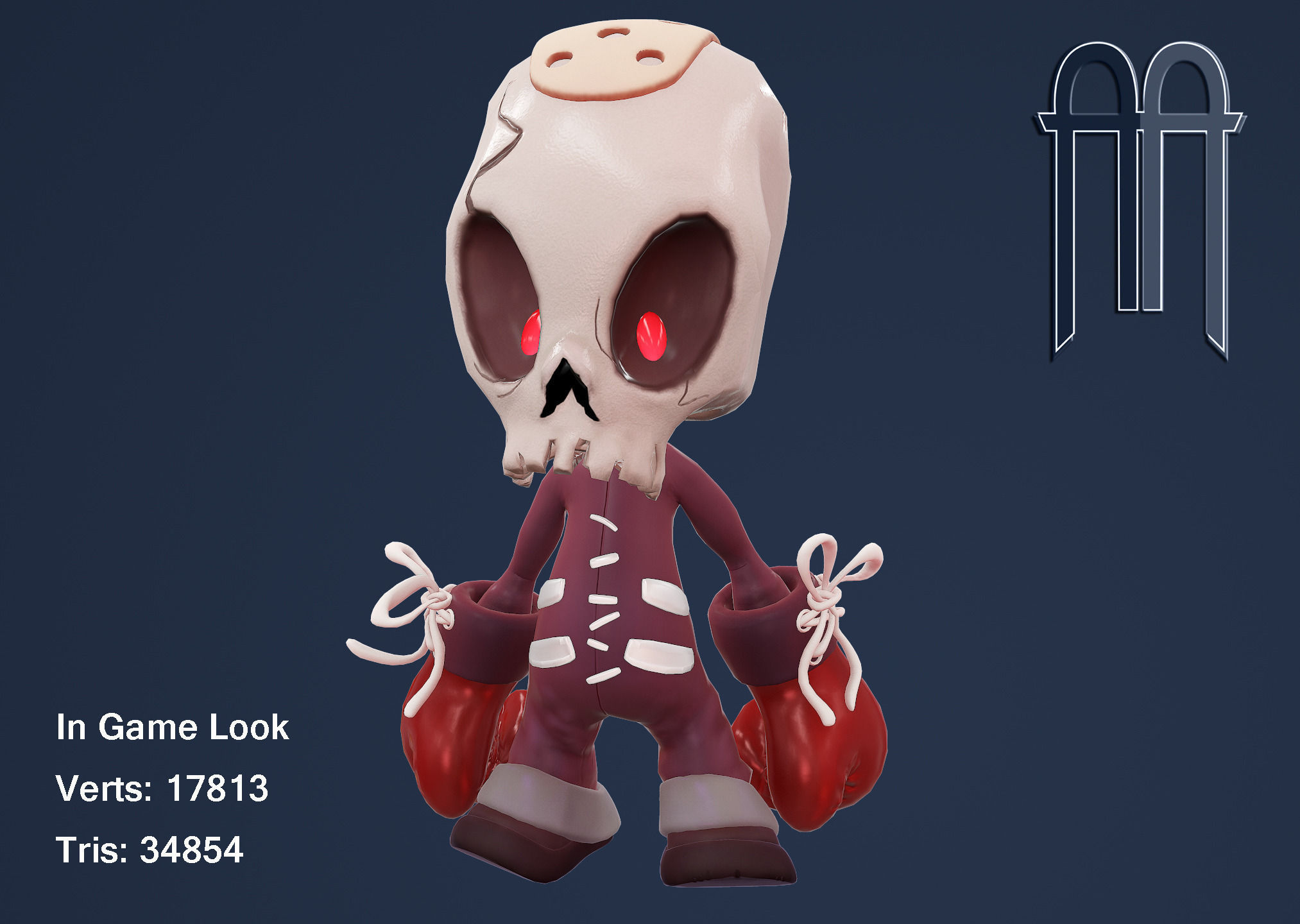 Skull Kid Character Low-poly 3D model_5