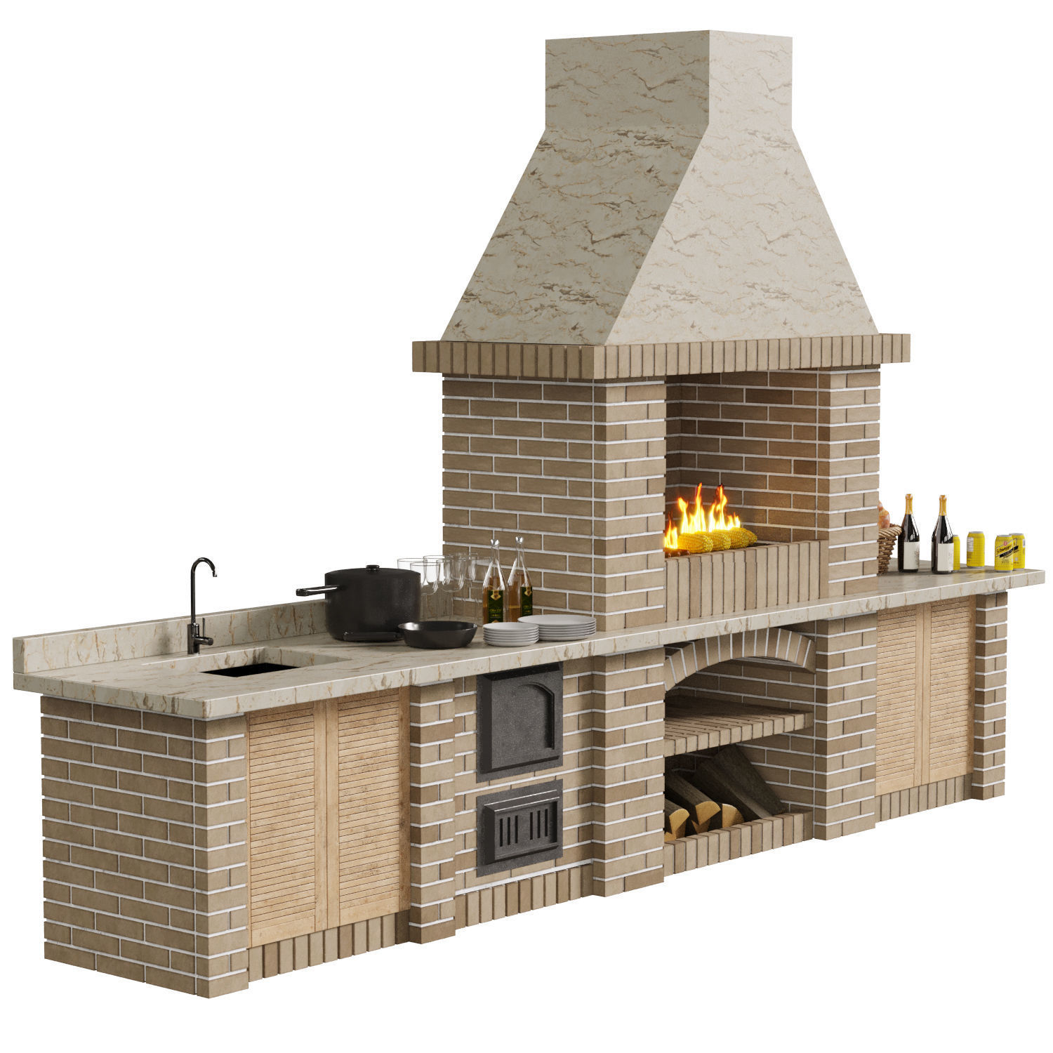 Brick Barbecue 3D model_8