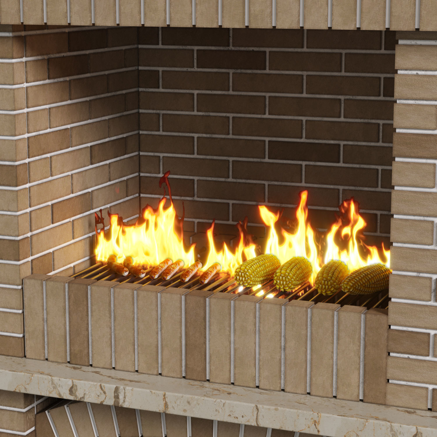 Brick Barbecue 3D model_7
