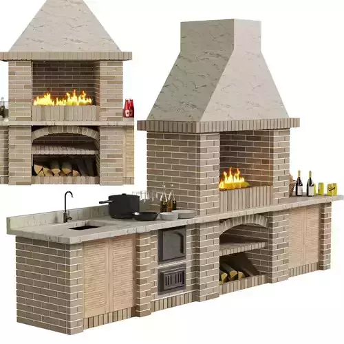 Brick Barbecue 3D model