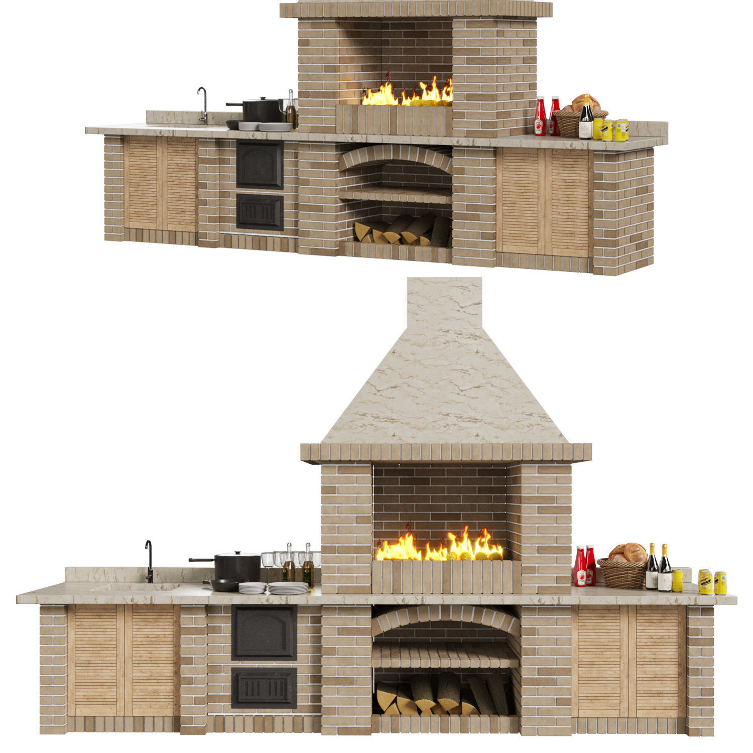 Brick Barbecue 3D model_2