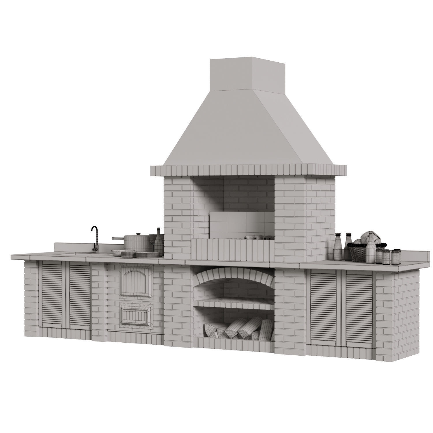 Brick Barbecue 3D model_6