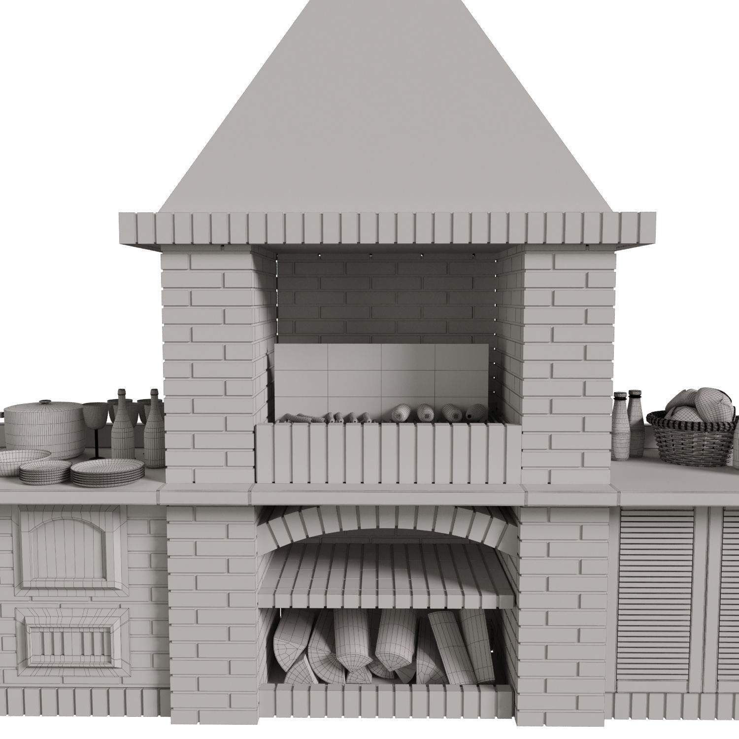 Brick Barbecue 3D model_5