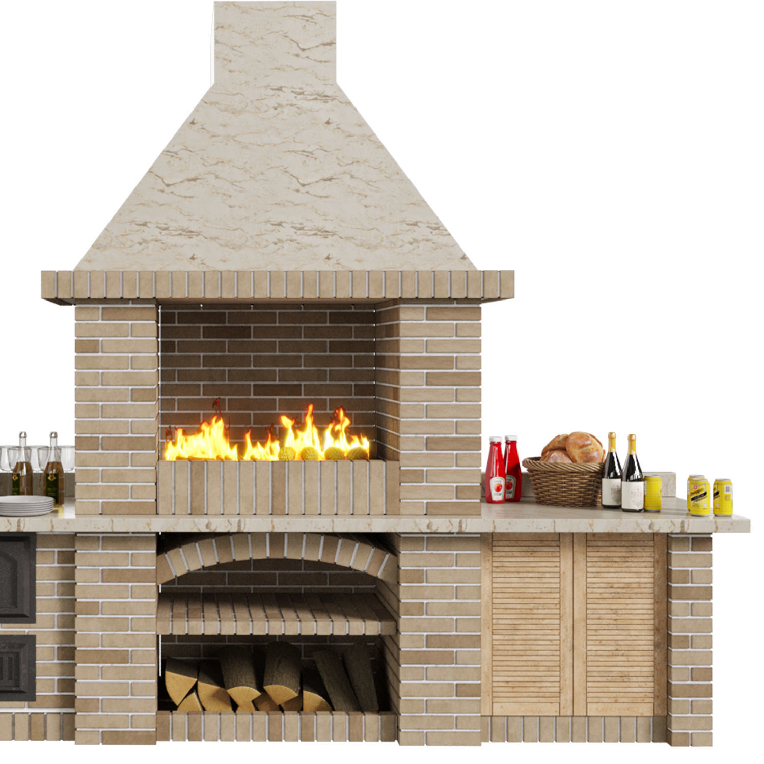 Brick Barbecue 3D model_4