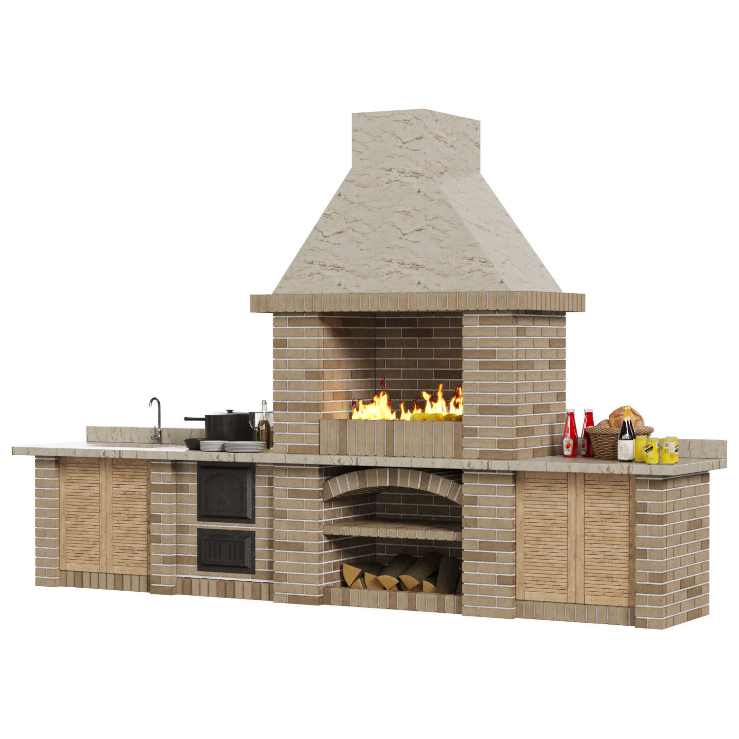 Brick Barbecue 3D model_1