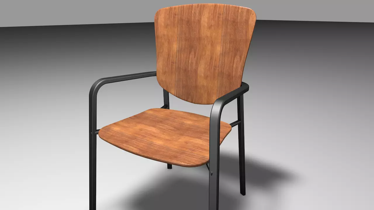 Modern wooden office chair Free low-poly 3D model